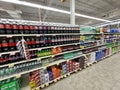 Grocery store soda aisle wide view