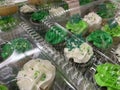 Grocery store St Patricks day cupcake display close up Royalty Free Stock Photo