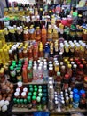 Grocery store in Talat thanin market, Chiang Mai selling sauces Royalty Free Stock Photo