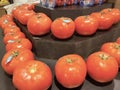 Grocery store tomatoes on a display Royalty Free Stock Photo