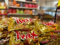 Grocery store Twix candy bar bags on display