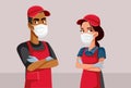 Supermarket Employees Wearing Personal Protective Equipment