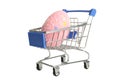 Grocery trolly with easter egg Royalty Free Stock Photo