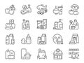 Grocery types icon set. It included Grocery shop, store, supermarket, mart, flea market, and more icons.