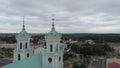 Grodna, Belarus - July, 2019: St. Francis Xavier`s Cathedral and the historic buildings of Grodno`s old town centre