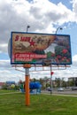 Grodno, Belarus - 24 April, 2023: A billboard with congratulations on Victory Day on May 9