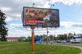 Grodno, Belarus - 24 April, 2023: A billboard with congratulations on Victory Day on May 9