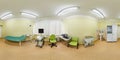 GRODNO, BELARUS - APRIL 20, 2017: Panorama in interior Otorhinolaryngology room in modern medical office. Full 360 degree seamless