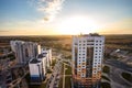 GRODNO, BELARUS -  APRIL 2019: Panoramic view on new quarter high-rise building area urban development residential quarter in the Royalty Free Stock Photo