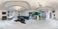 GRODNO, BELARUS - AUGUST, 2019: Full spherical seamless hdri panorama 360 degrees angle view interior of guest room in homestead