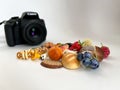 Grodno, Belarus - 03.06.2022: Canon camera in the process of shooting small objects Royalty Free Stock Photo
