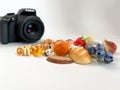 Grodno, Belarus - 03.06.2022: Canon camera in the process of shooting small objects Royalty Free Stock Photo