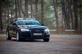 GRODNO, BELARUS - DECEMBER 2019: Audi A6 4G, C7 2.0 TDI 190 Hp 2016 facelift three fourth view outdoors on winter road during