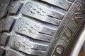 GRODNO, BELARUS - DECEMBER 2019: magnitude of winter tires tread depth concept Luxury car closeup alloy wheel with