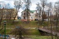 Grodno, Belarus, January 2023. Old Street Eliza Ozeshko with old beautiful buildings