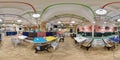 GRODNO, BELARUS - JANUARY 26, 2016: Panorama in interior stylish modern fast food cafe. Full spherical 360 by 180 degrees seamless