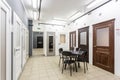 GRODNO, BELARUS - JANUARY, 2019: panorama view in interior of modern shop of doors and door hardware for loft apartments