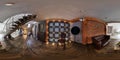 GRODNO, BELARUS - JUNE 4, 2016: Panorama in interior modern photographic studio of daylight. Full spherical 360 by 180 degrees