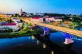 Grodno, Belarus - June 11, 2019 - View of the city of Grodno with a bridge over the Neman River Royalty Free Stock Photo