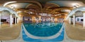 GRODNO, BELARUS - March 21, 2013: Full 360 degree equirectangular spherical panorama in the modern swimmig pool