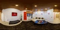 GRODNO, BELARUS - March 19, 2013: Full 360 degree equirectangular spherical panorama in the stylish flat in chinese style