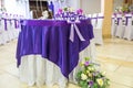 GRODNO, BELARUS - MAY 2014: Beautiful flowers on elegant dinner table in wedding day. Decorations served on the festive table in Royalty Free Stock Photo