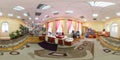 GRODNO, BELARUS - MAY 2, 2016: Panorama interior library in the center of children development. Full spherical 360 by 180 degrees