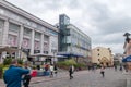 Soviet street in Grodno at cloudy day