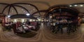 GRODNO, BELARUS - NOVEMBER, 2018: Full spherical seamless panorama 360 degrees in interior stylish chester vintage restaurant Royalty Free Stock Photo