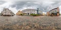 GRODNO, BELARUS - OCTOBER, 2021: Full seamless spherical hdri 360 panorama view on pedestrian street place of old tourist town in