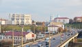 Grodno, Belarus - October 2021: Panoramic view of downtown Grodno Hrodna Belarus with Drama Theatre Academic Opera House Royalty Free Stock Photo