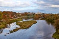 Grodno, Belarus, panoramic view of the Neman River old and new castles in autumn Royalty Free Stock Photo