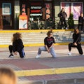 Three girls have dancing street dances Royalty Free Stock Photo