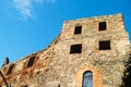 Grodno Castle in Zagorze Slaskie, Lower Silesia, Poland. Ruins of the medieval castle stone walls against blue sky. Royalty Free Stock Photo