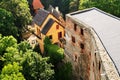 Grodno Castle in Zagorze Slaskie, Lower Silesia, Poland. Ruins of the medieval castle stone walls and gatehouse building. Royalty Free Stock Photo