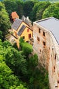 Grodno Castle in Zagorze Slaskie, Lower Silesia, Poland. Ruins of the medieval castle stone walls and gatehouse building. Royalty Free Stock Photo