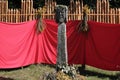 Grodzisko Owidz, Starogard GdaÃâski 08/25/2019 pagan altar for `Swiatowid` Svantevit, slavic god with pole sculpture of the god