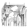 Groin Vault, early 12th century vaulting,  vintage engraving Royalty Free Stock Photo