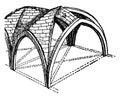 Groined Vault with Zigzag Ridge-Joints, as a double barrel vault, vintage engraving