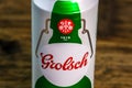 Grolsch Premium Pilsner - Grolsch Premium Lager, is the flagship beer of Dutch Grolsch Brewery. Studio photo shoot in Bucharest,