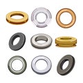 grommet ring set cartoon vector illustration Royalty Free Stock Photo