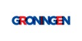 Groningen in the Netherlands emblem. The design features a geometric style, vector illustration with bold typography in a modern Royalty Free Stock Photo