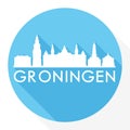 Groningen Netherlands Flat Icon Skyline Silhouette Design City Vector Art Round logo.