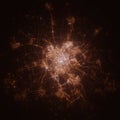Groningen (Netherlands) street lights map. Satellite view on modern city at night.