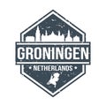 Groningen Netherlands Travel Stamp Icon Skyline City Design Tourism Badge.