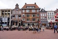 People shopping at Grote Markt Big Market in Groningen, The Netherlands Royalty Free Stock Photo