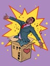 Groom african man businessman box valentine surprise greeting, love romance