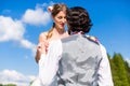 Groom begging bride for mercy