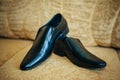 Groom black elegant leather stylish shoes