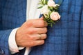 Groom in blue checkered suit. Royalty Free Stock Photo